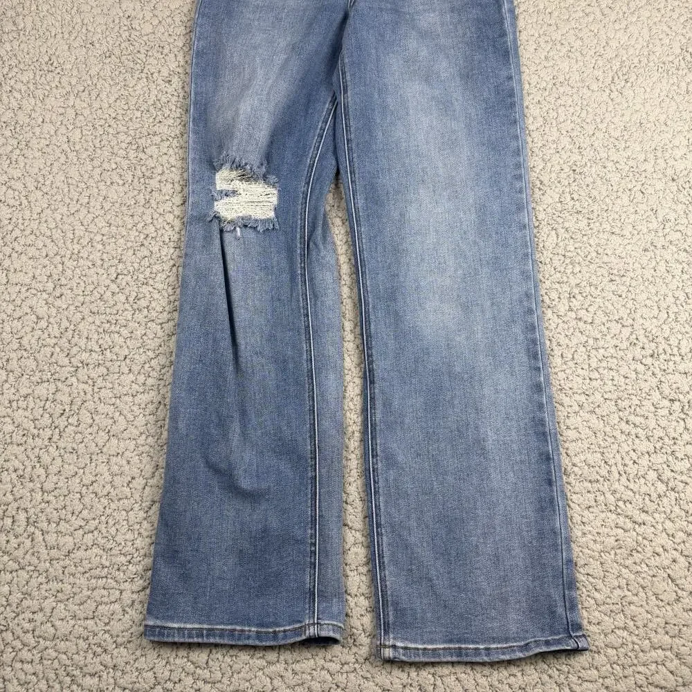 Judy Blue 90s Straight Fit Jeans Women’s Size 7/28 Distressed Light Wash Denim
